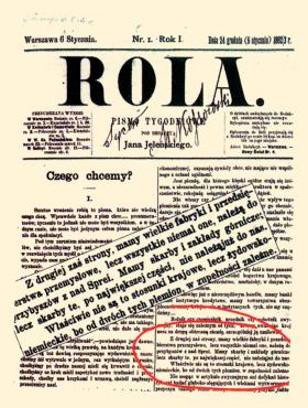„Rola”, pierwsze pismo stricte antysemickie; wydanie z grudnia/stycznia 1882/83.