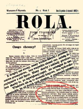 „Rola”, pierwsze pismo stricte antysemickie; wydanie z grudnia/stycznia 1882/83.