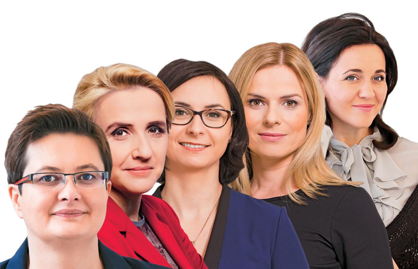 Od lewej: Katarzyna Lubnauer, Joanna Scheuring-Wielgus, Kamila Gasiuk-Pihowicz, Joanna Schmidt i Kornelia Wróblewska