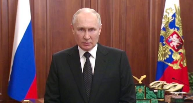 Władimir Putin podcas telewizyjnego orędzia.