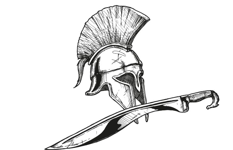 Ekwipunek greckiego hoplity to m.in. kopis, miecz popularny w V w. p.n.e.
