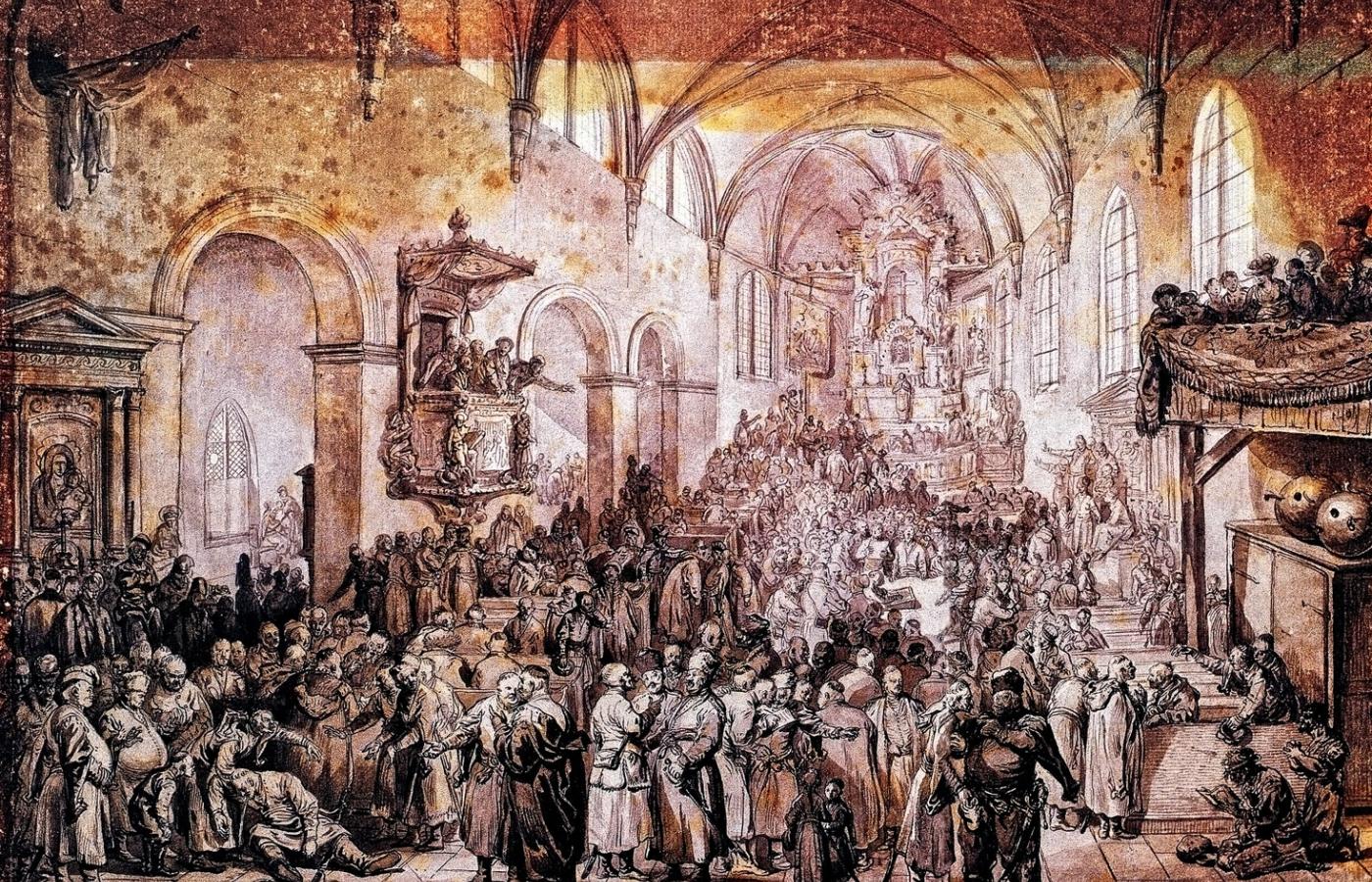 Sejmik w kościele, obraz Jana Piotra Norblina z XVIII w.