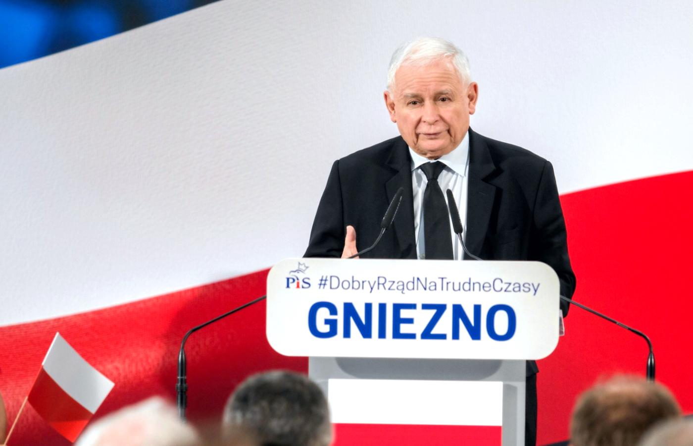 Jarosław Kaczyński na spotkaniu w Gnieźnie, 24 lipca 2022 r.