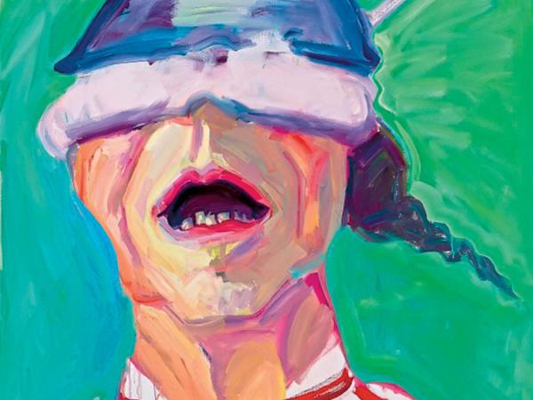 Maria Lassnig, Autoportret z rondelkiem, 1995 r.