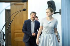 Sejm RP, konferencja prasowa Janusza Palikota i Barbary Nowackiej.