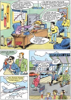 Plansza z tomu „Pióro kontra flamaster”, publikowanego od 1983 r. „Świat Młodych”.