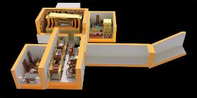 Wizualizacja rozkładu pomieszczeń w grobowcu Tutanchamona.