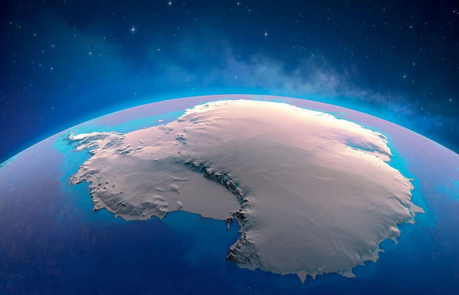 Antarktyda widziana z orbity okołoziemskiej. Satelitarne zdjęcie trójwymiarowe opracowane przez ekspertów z NASA.