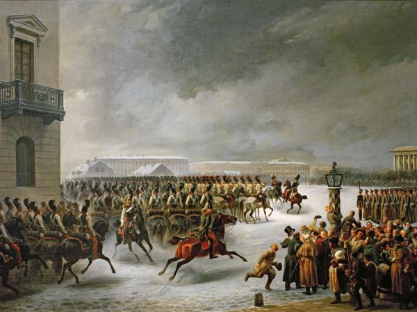 Powstanie dekabrystów, obraz Georga Wilhelma Timma, XIX w.