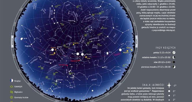 Niebo nad Polską w nocy z 1 na 2 grudnia o godz. 24:00.