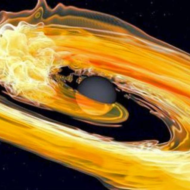 Wizualizacja numerycznych symulacji koalescencji czarnej dziury z gwiazdą neutronową/T. Dietrich (Potsdam University and Max Planck Institute for Gravitational Physics), N. Fischer, S. Ossokine, H. Pfeiffer (Max Planck Institute for Gravitational Physics), T. Vu.