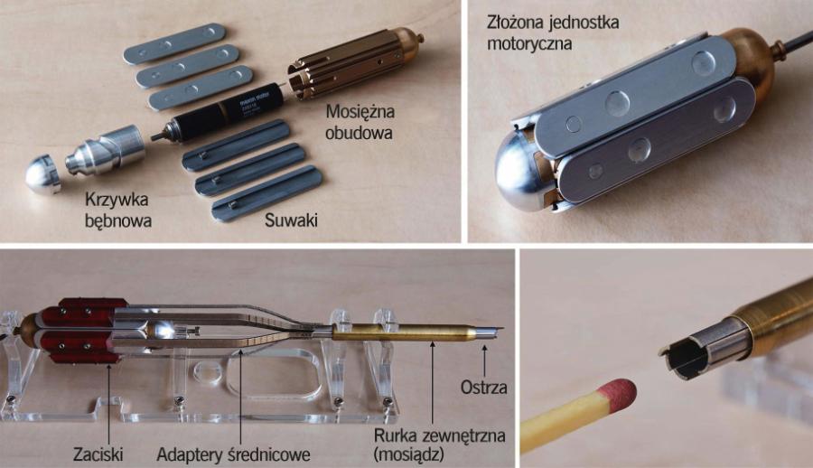 Budowa przyrządu do pobierania fragmentów tkanek.