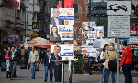 Jedna z ulic Katowic niedługo przed wyborami.