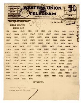 Zaszyfrowany telegram Zimmermanna z 1917 r.