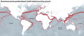 Rozmieszczenie podwodnych kabli telekomunikacyjnych.