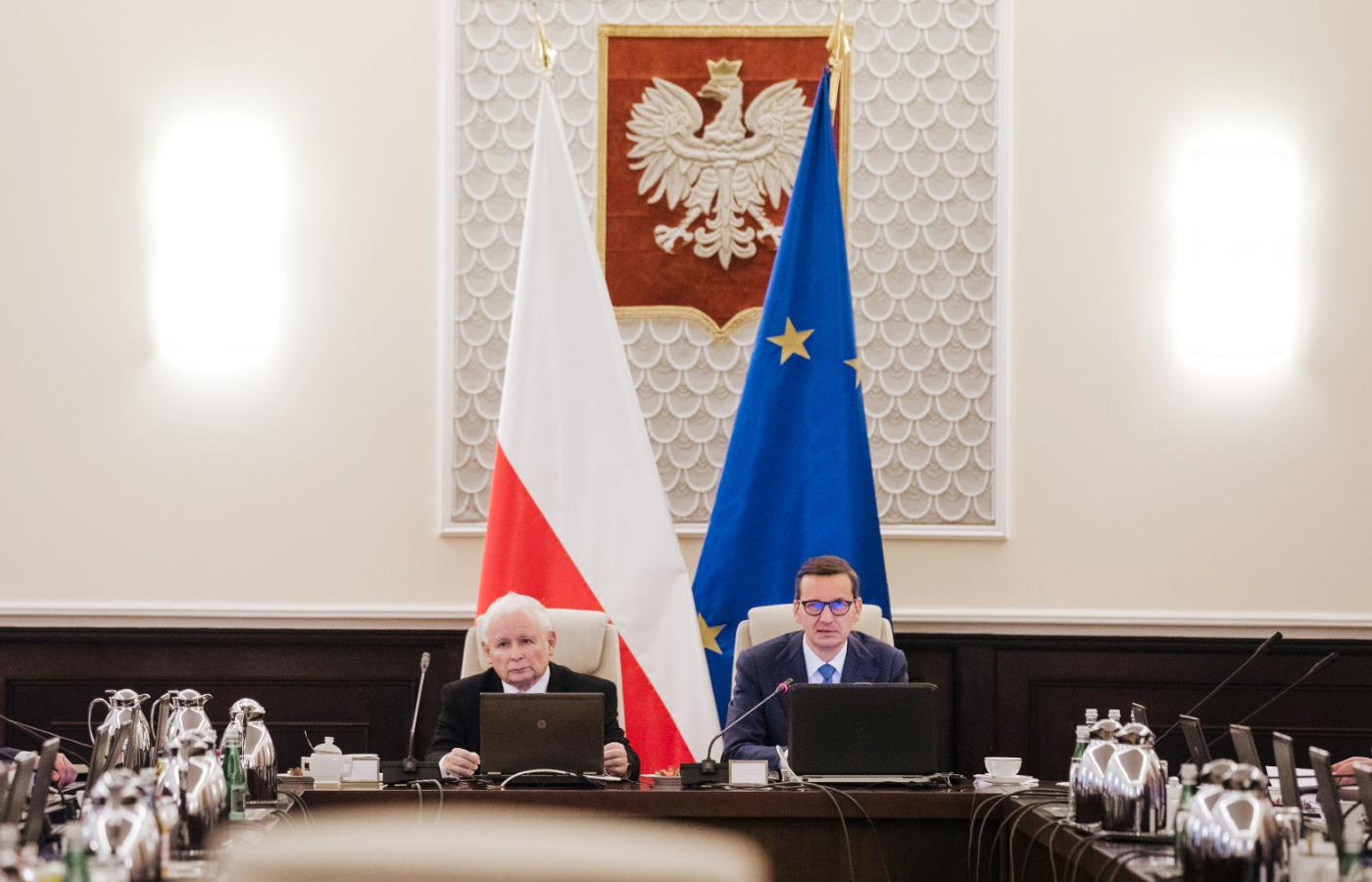Jarosław Kaczyński i Mateusz Morawiecki. Posiedzenie rządu, 27 czerwca 2023 r.