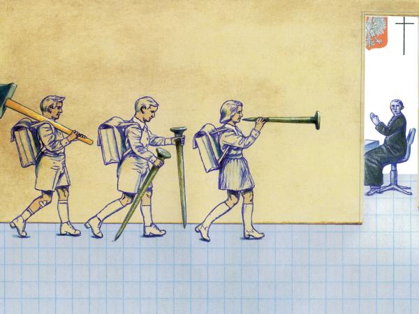 Polskie szkoły nasycone są symboliką religijną w stopniu niebywałym. Krzyże wiszą we wszelkich możliwych pomieszczeniach, nawet w salach gimnastycznych.