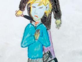 Jeden z rysunków uczniów białostockiego technikum elektronicznego, które wykonali na lekcji religii.