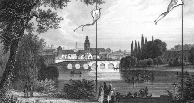 Historyczny widok Królewca, obecnie Kaliningradu w Rosji.