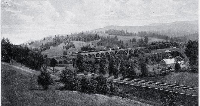Linia kolejowa ze Stanisławowa (obecnie Iwano-Frankowsk) do Woronienki. Wiadukt kolejowy, Worchota, widok z 1923 r.