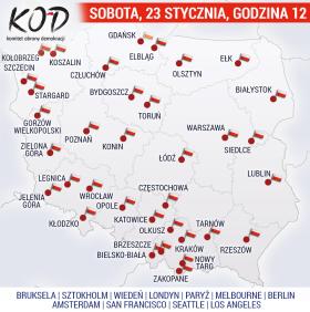 Oto gdzie się odbyły manifestacje 23 stycznia.
