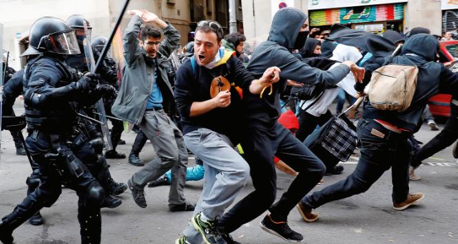 Antymadrycka demonstracja w Barcelonie, Katalonia, 2018 r.