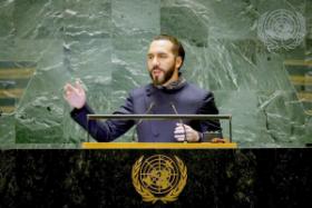 Prezydent Salwadoru Nayib Bukele na forum ONZ we wrześniu 2024 r.