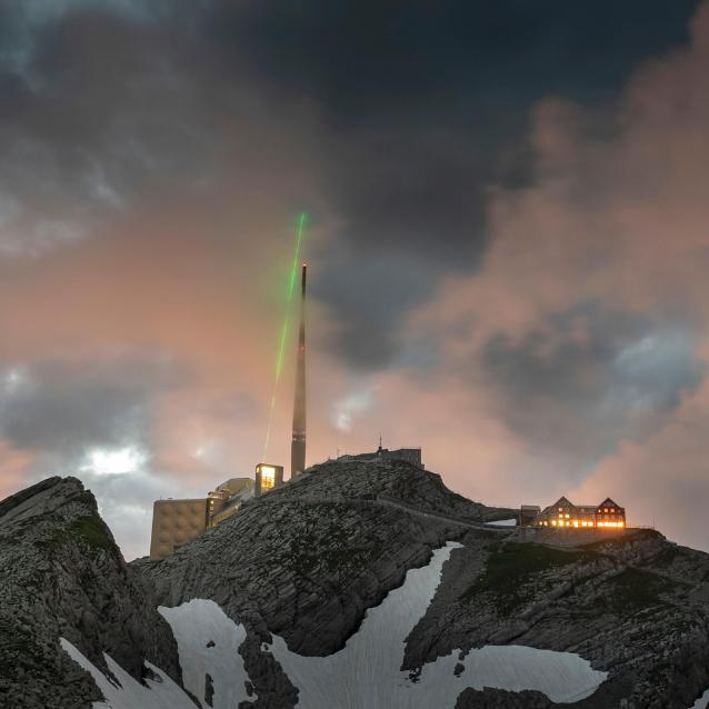 Laser w akcji nad Säntis.