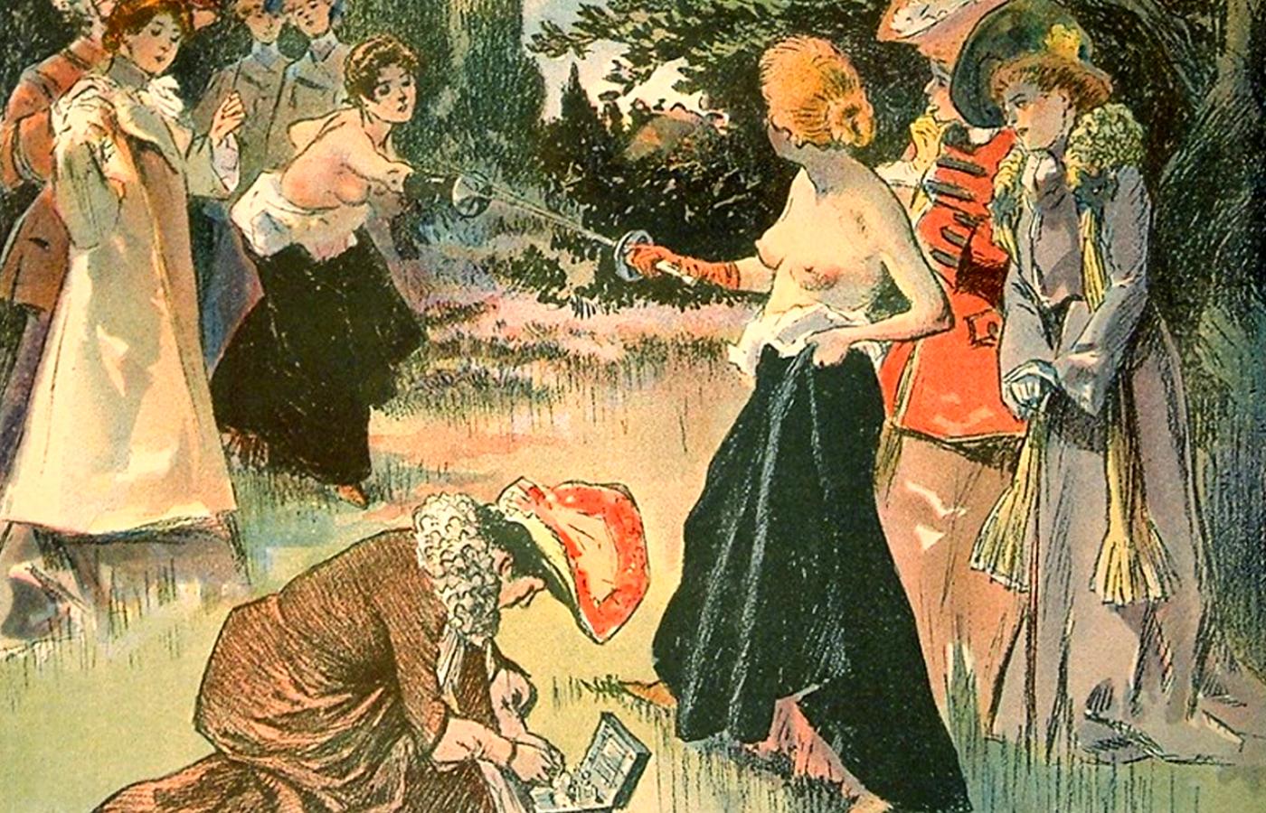 Pojedynek księżnej von Metternich i hrabiny Kielmannsegg na ilustracji z 1900 r.