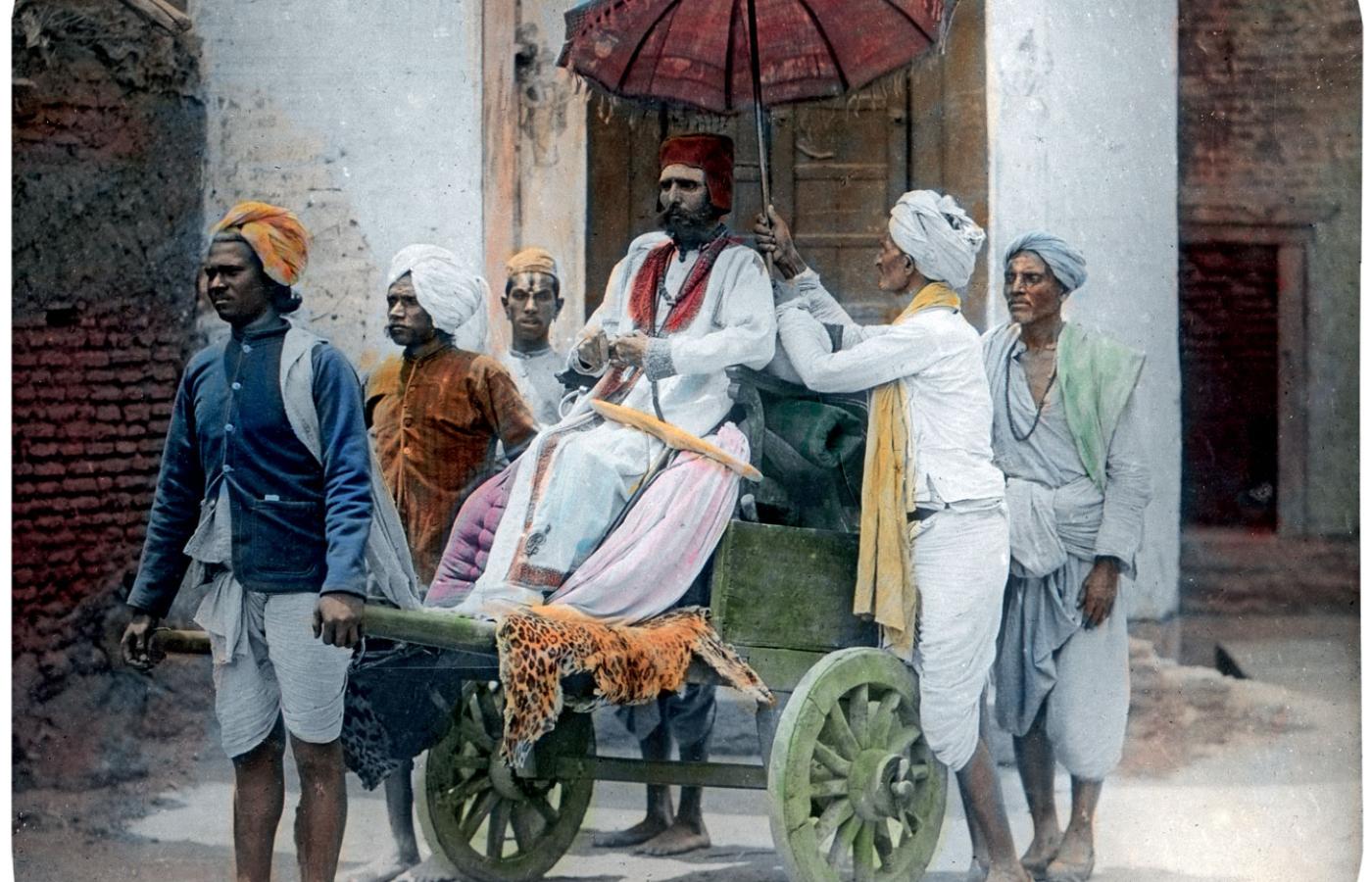 Kupiec i służący, obraz malowany na szkle, 1910 r.