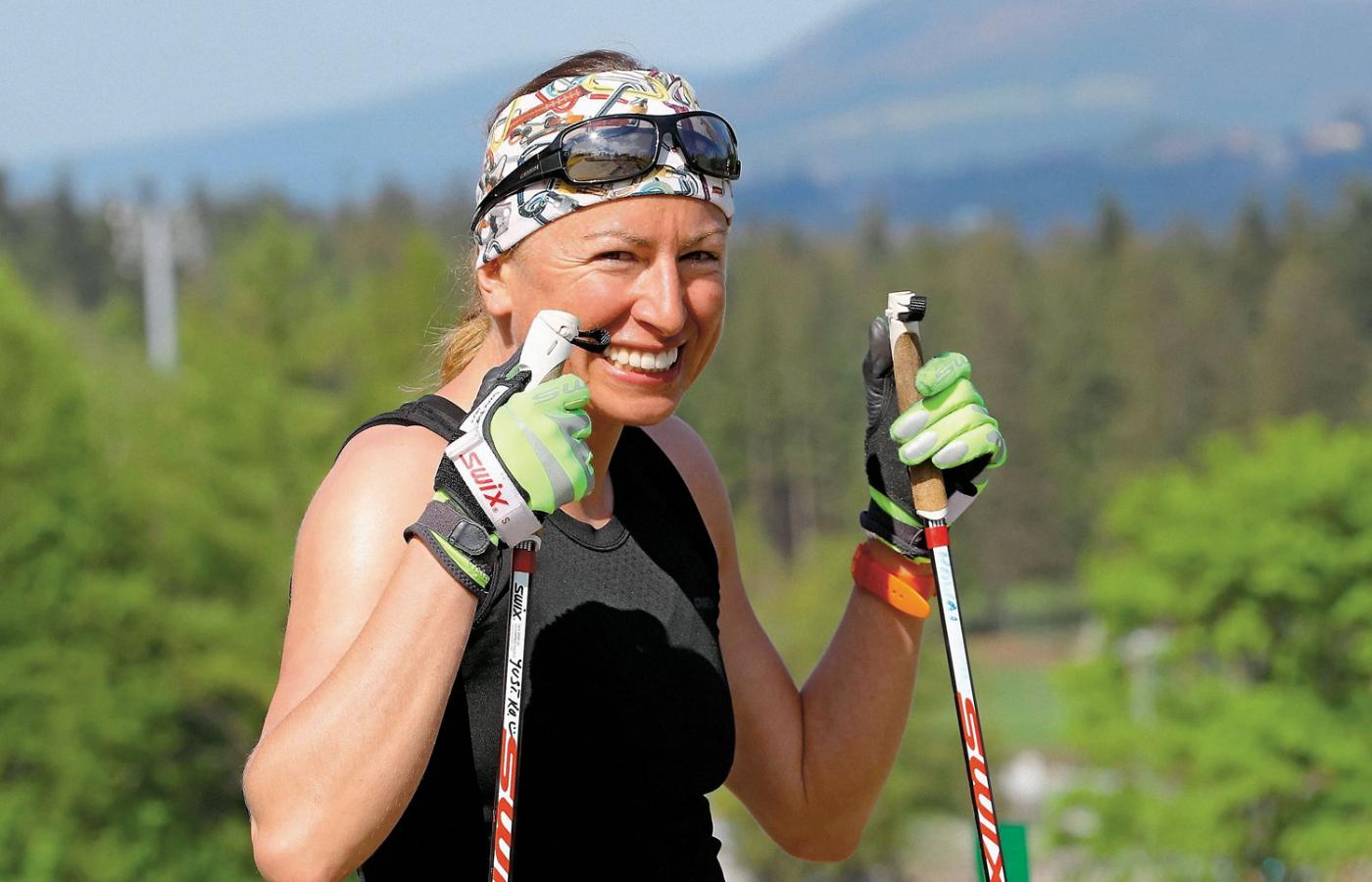 Justyna Kowalczyk podczas zgrupowania reprezentacji polskich biegaczek narciarskich w Zakopanem.