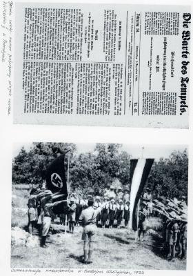 Lata 30. XX w., manifestacje nazistowskie w Betlejem Galilejskim. Zdjęcia pochodzą  ze zbiorów Kobiego Fleischmana